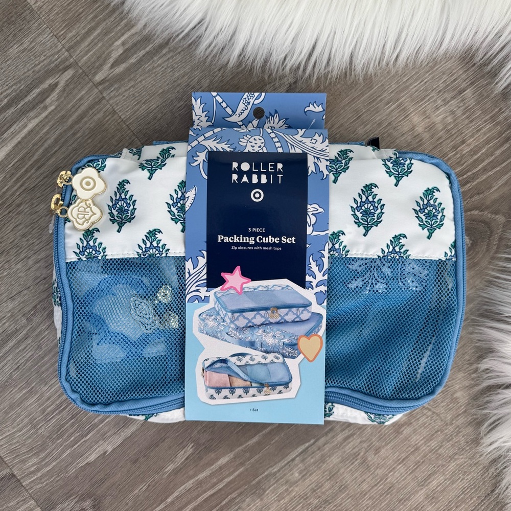 🩵🐰Roller Rabbit x Target 3pc Packing Cube Set Blue - Picture 5 of 6